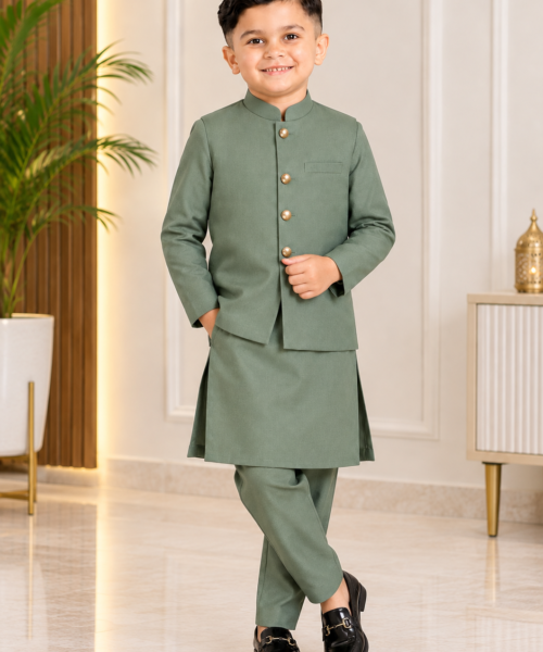 Sage Green Waistcoat Kurta Pajama