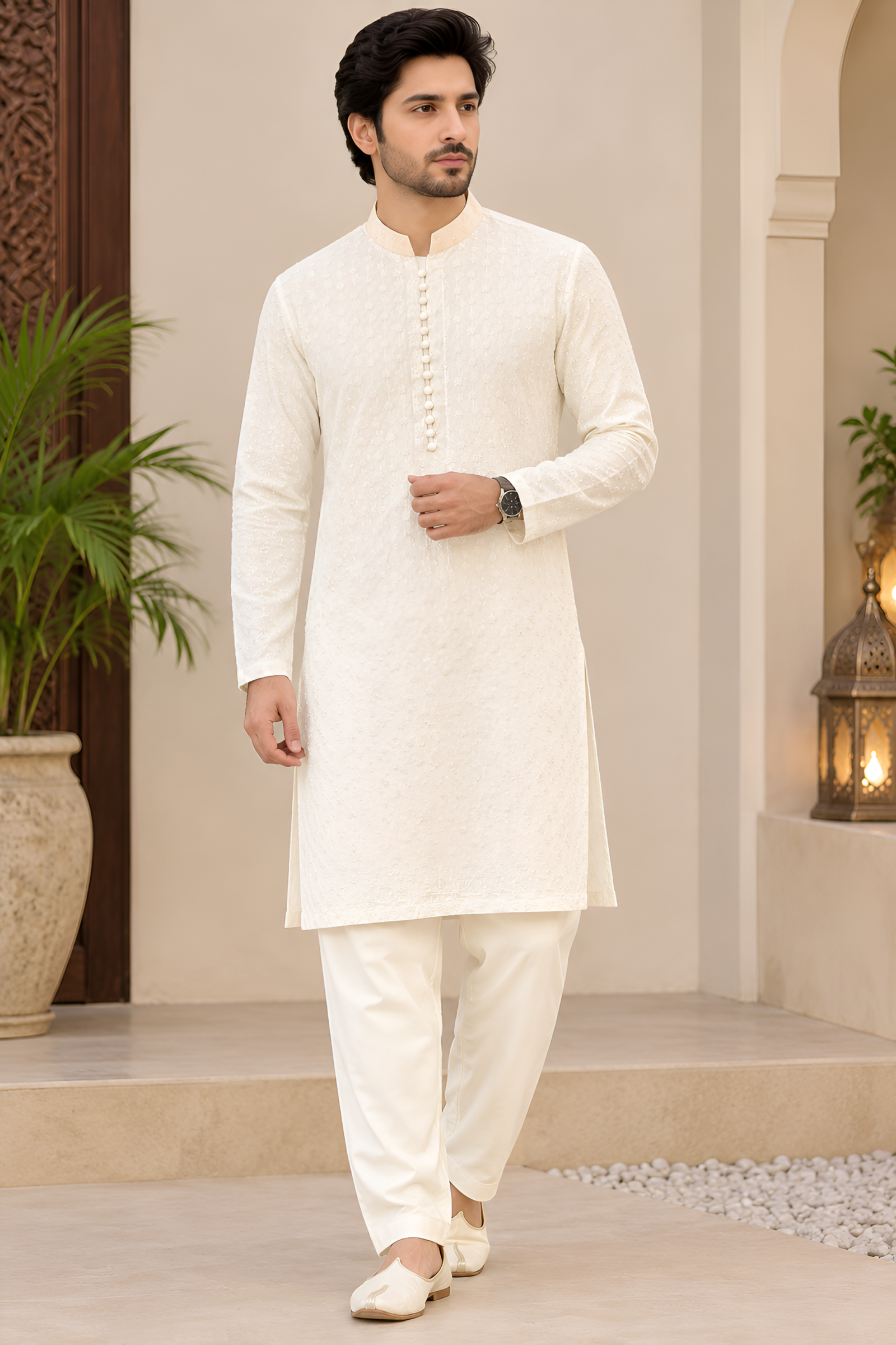 Ivory Bloom Kurta Trouser – men - Image 2