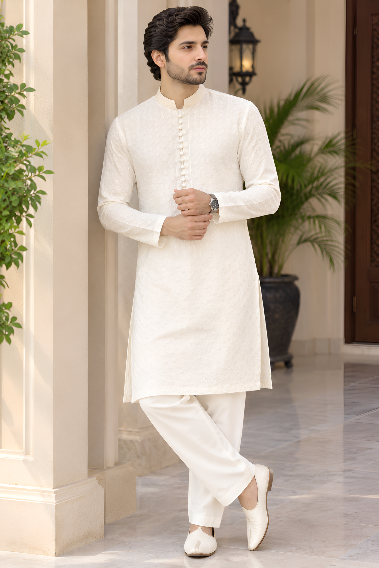 Ivory Bloom Kurta Trouser – men