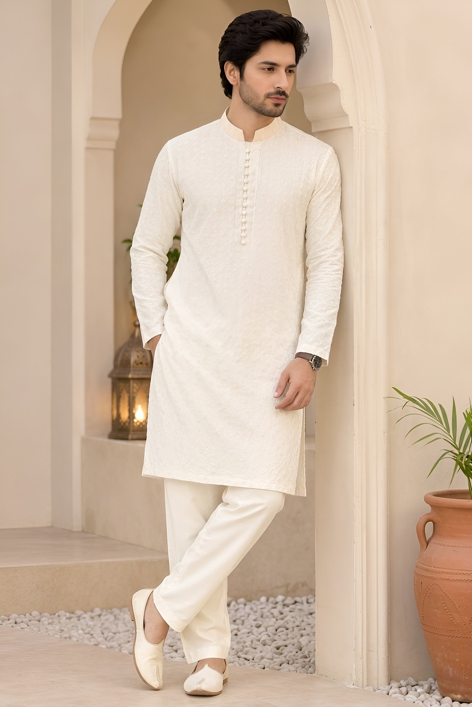 Ivory Bloom Kurta Trouser – men - Image 4