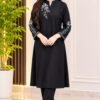 Midnight Bloom – Black Embroidered 3-Piece Suit