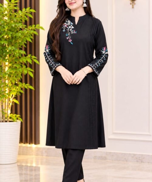 Midnight Bloom – Black Embroidered 3-Piece Suit