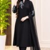 Midnight Bloom – Black Embroidered 3-Piece Suit - Image 3