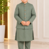 Sage Green Waistcoat Kurta Pajama - Image 2